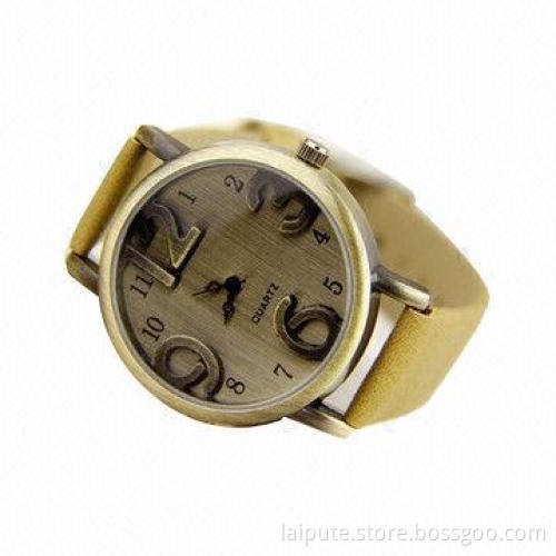 Antique color watch, fashion antique color watch with 3D index